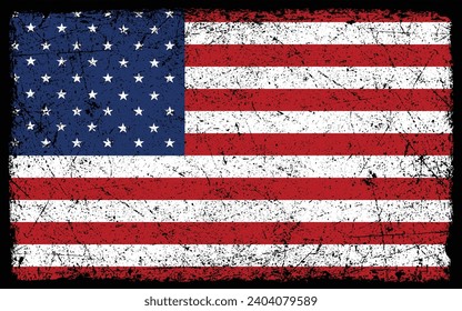Grunge American flag. Vector flag of USA.