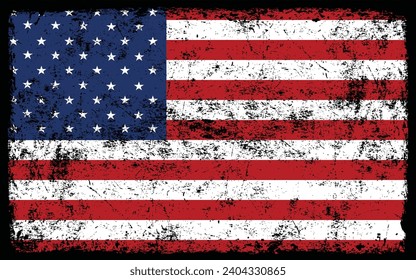 Bandera americana ondulada. Bandera vectorial de Estados Unidos.