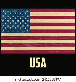Grunge American flag. Vector flag of USA.