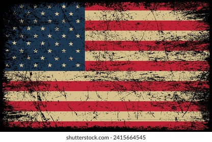 Grunge American flag. Vector flag of USA.