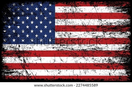 Grunge American flag. Vector flag of USA.