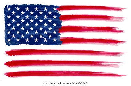 Grunge American flag. Watercolor flag of USA.