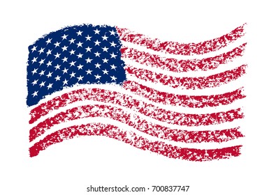 Grunge American flag. Watercolor flag of USA. Vector illustration. Isolated on white background