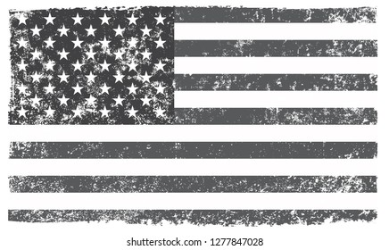 Grunge American flag.Black and white flag of USA.