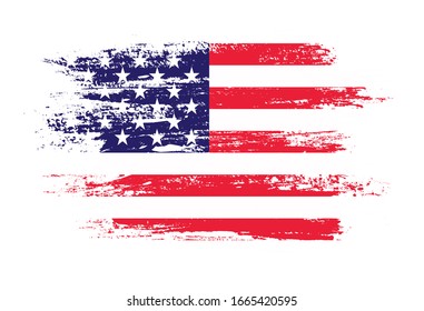 Grunge American Flag.Brush Stroke USA  Flag.