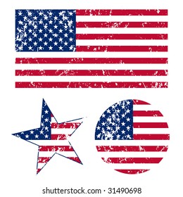 Grunge American flags vector illustration