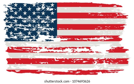 Bandera norteamericana ondulada.Bandera de Estados Unidos de América para el diseño.Ilustración vectorial.