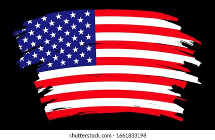 Grunge  American flag.Vector brush stroke USA flag.