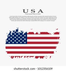 Grunge American flag.Vector flag of USA. United States banner vintage textured background. 
