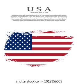 Grunge American flag.Vector flag of USA. United States banner vintage textured background. 