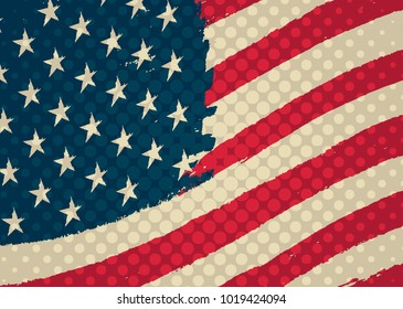 Grunge American flag.Vector flag of USA.