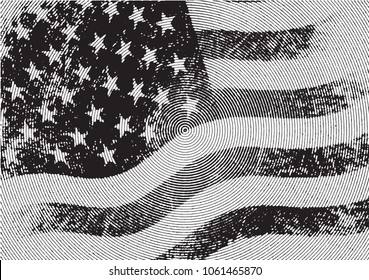 Grunge American flag.Vector flag of USA.