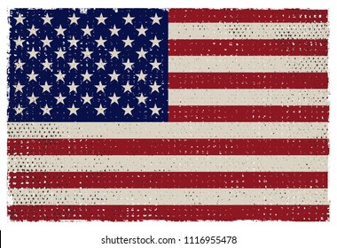 Grunge American flag.Vector flag of USA.