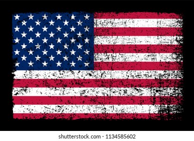 Grunge American flag.Vector flag of USA.