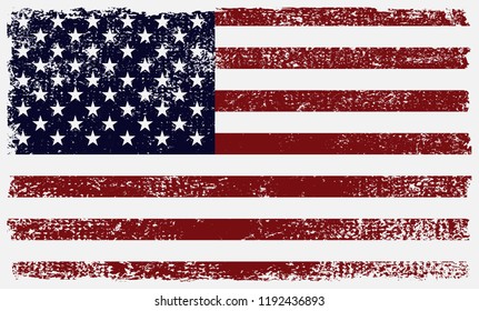 Grunge American flag.Vector flag of USA.