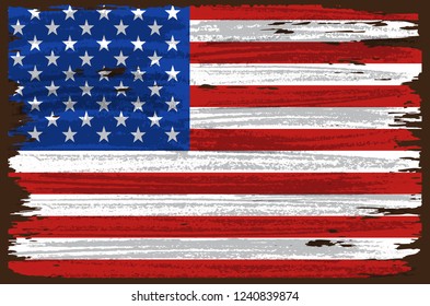 Grunge American flag.Vector flag of USA.