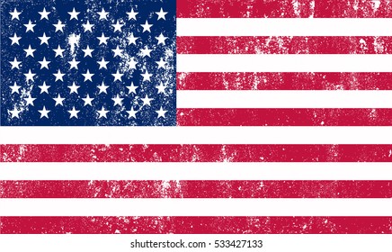 Grunge American flag.Vector flag of USA.