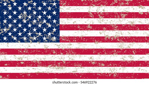 Grunge American flag.Vector flag of USA.