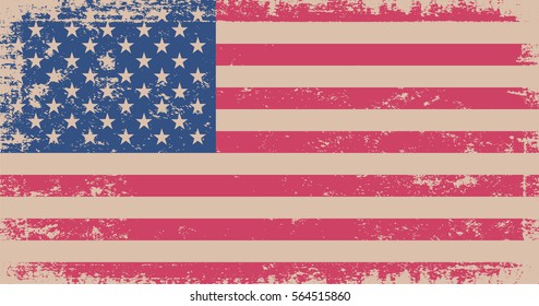 Grunge American flag.Vector flag of USA.