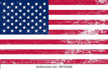 Grunge American flag.Vector flag of USA.