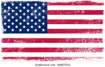 Grunge American flag.Vector flag of USA.