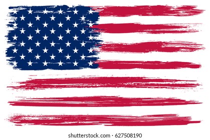 Grunge American flag.Vector flag of USA.