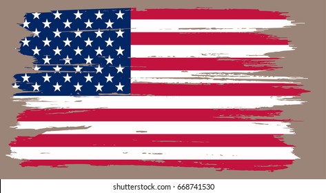 Grunge American flag.Vector flag of USA.