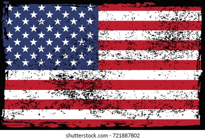 Grunge American flag.Vector flag of USA.