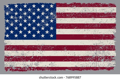 Grunge American flag.Vector flag of USA.
