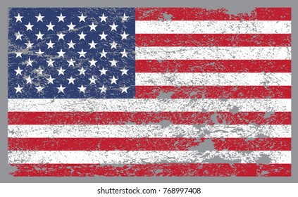 Grunge American flag.Vector flag of USA.