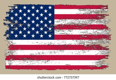 Grunge American flag.Vector flag of USA.