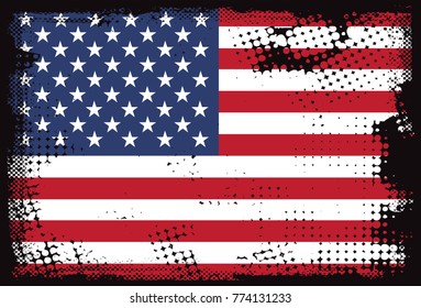 Grunge American flag.Vector flag of USA.