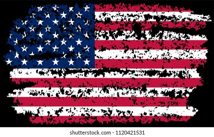 Grunge American flag.Vintage flag of USA.