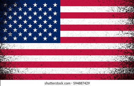 Grunge American flag.Vintage flag of USA.Vector.