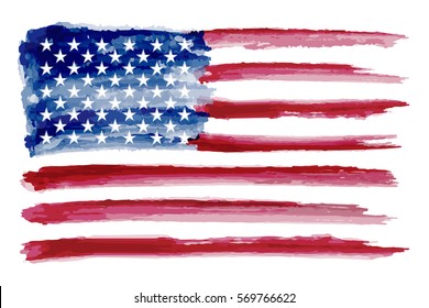 Grunge American flag.Watercolor flag of USA.