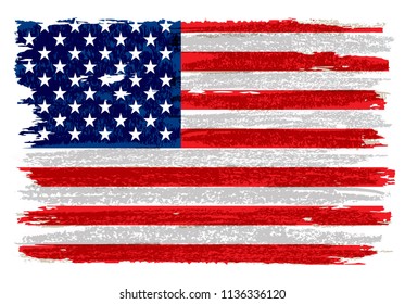 Grunge American flag.Watercolor flag of USA.Vector.