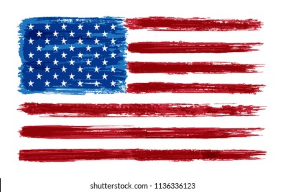 Grunge American flag.Watercolor flag of USA.Vector.