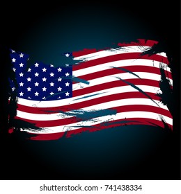 Grunge American Illustration flag.Vector flag of USA