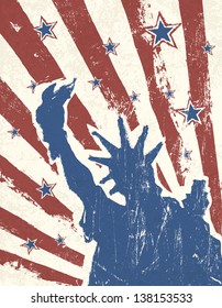 Grunge American Independence Day themed background. Vector.