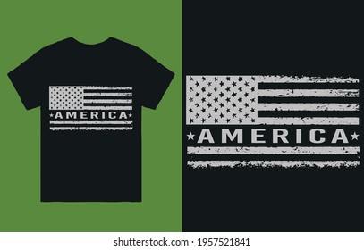 Grunge American Silver Flag T-Shirts Vector Design