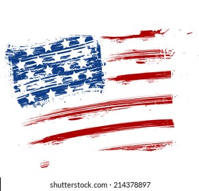 Grunge American USA flag - splattered star and stripes