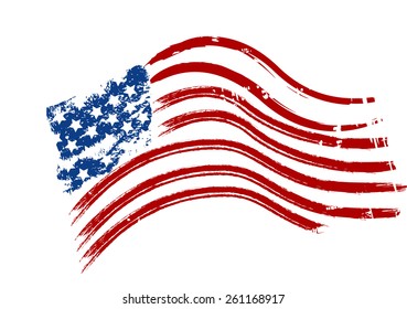 Grunge American USA flag - splattered star and stripes