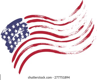 Grunge American USA flag - splattered star and stripes