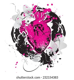 Grunge anatomical heart vector