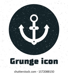Grunge Anchor icon isolated on white background.  Vector Illustration