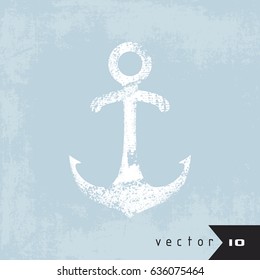 Grunge anchor silhouette on dirty background vector illustration