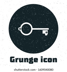 Grunge Ancient key for game icon isolated on white background.  Vector Illustration