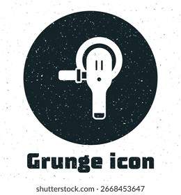 Grunge icono de amoladora angular aislado sobre fondo blanco. Dibujo vintage monocromo. Vector