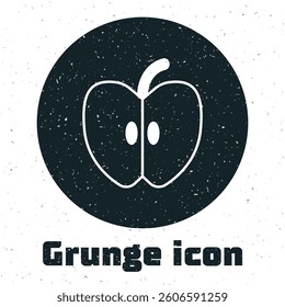 Grunge Apple icon isolated on white background. Fruit with leaf symbol. Monochrome vintage drawing. Vector
