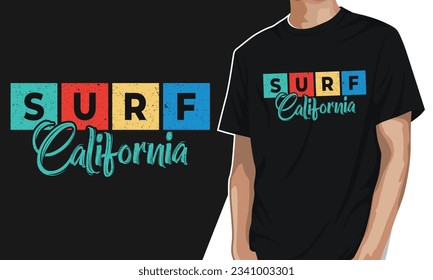grunge applied surf California vector design t-shirt editable template